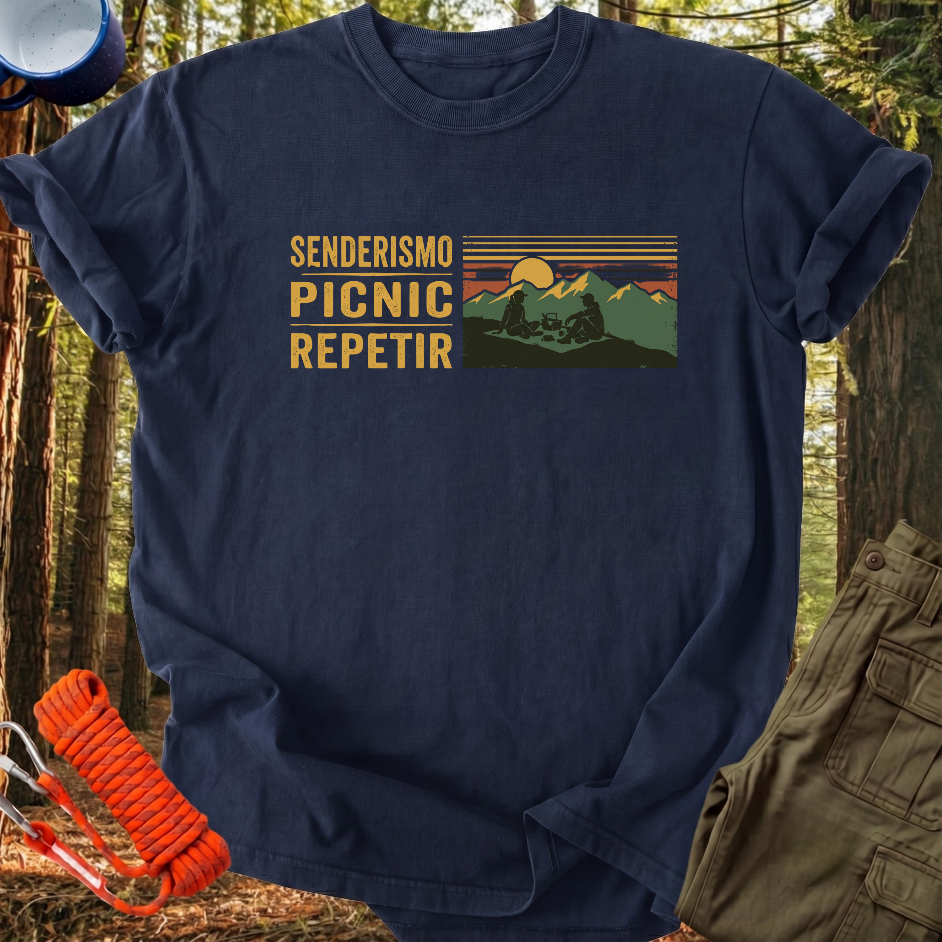 Camiseta Senderismo, Picnic, Repetir