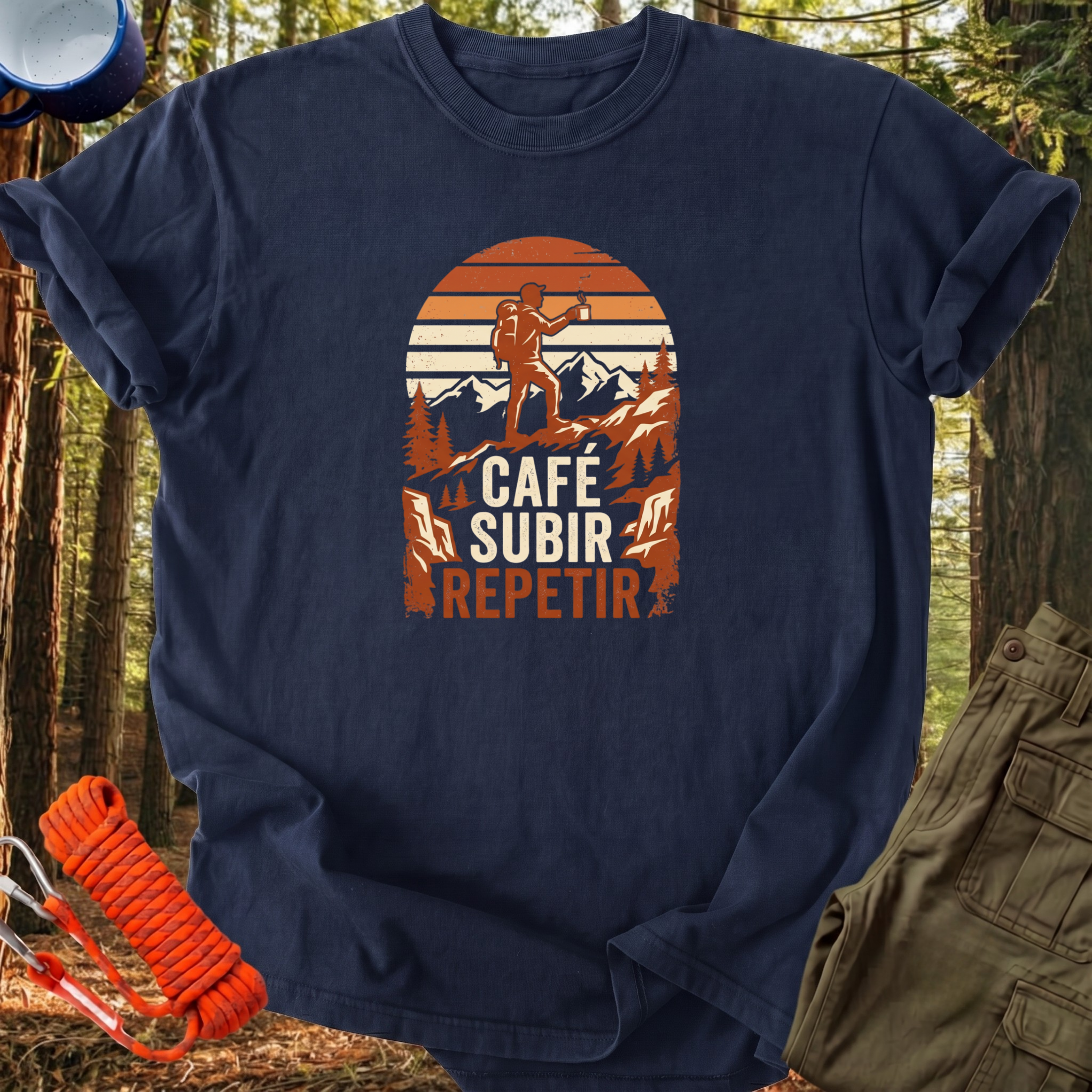 Camiseta Cafe, Subir, Repetir