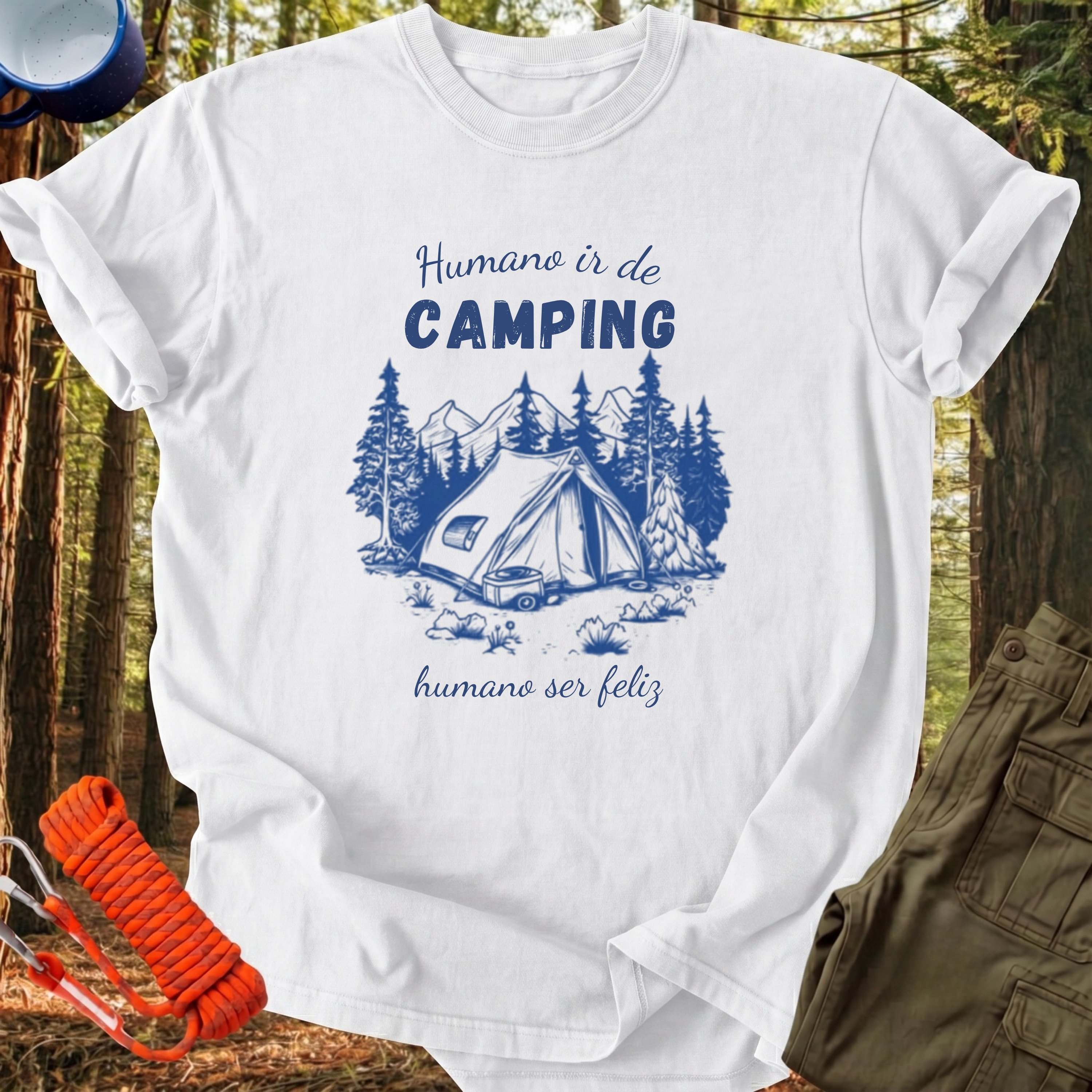 Camiseta Humano ir de Camping