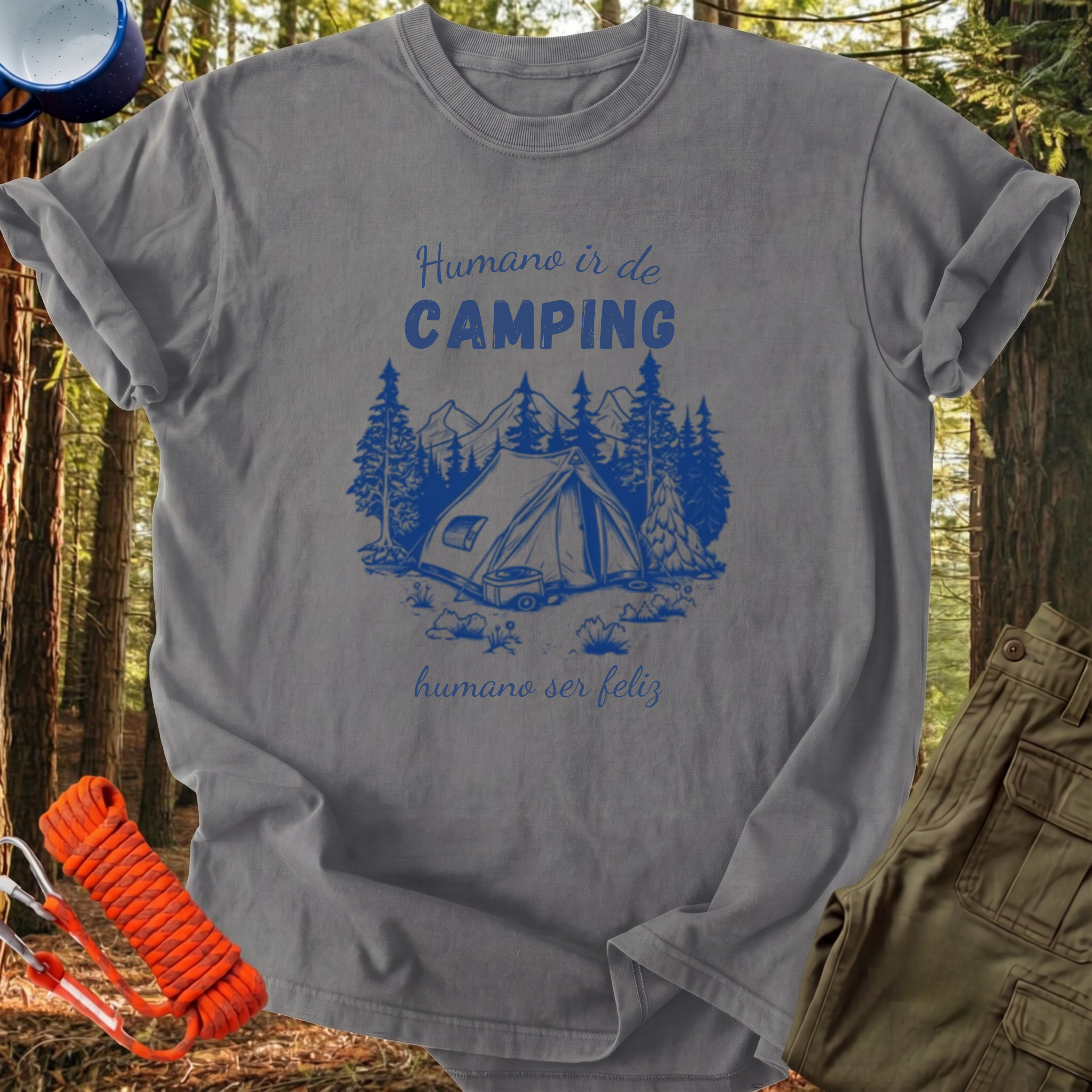 Camiseta Humano ir de Camping