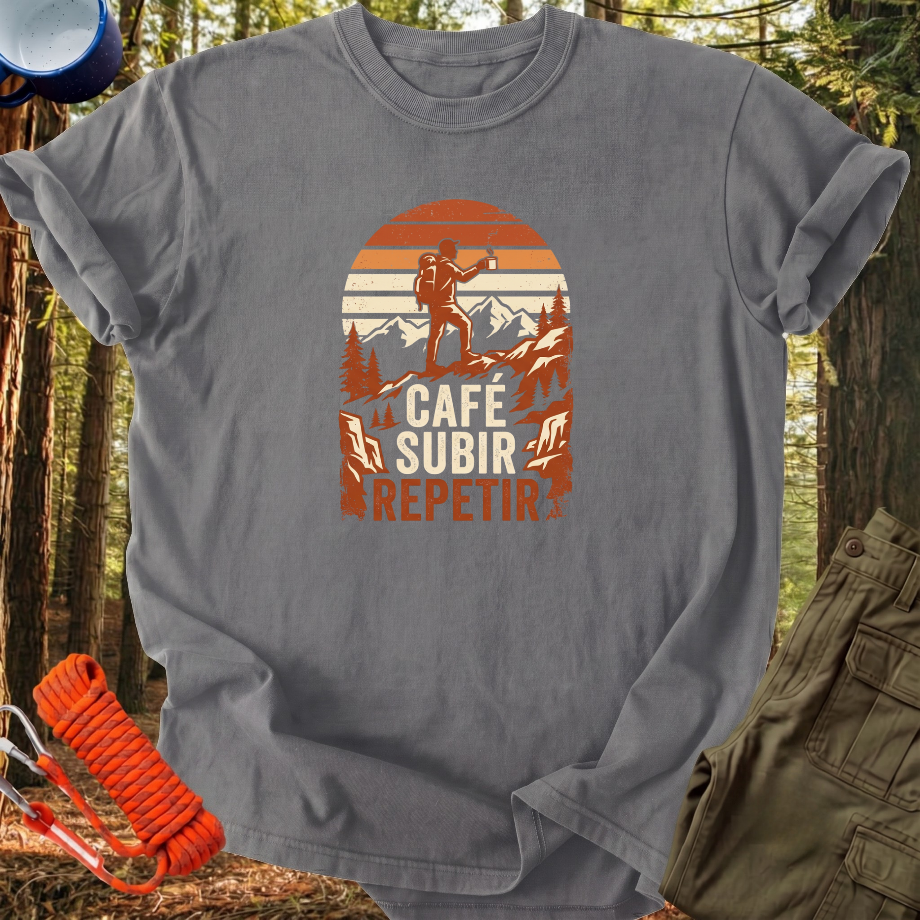 Camiseta Cafe, Subir, Repetir