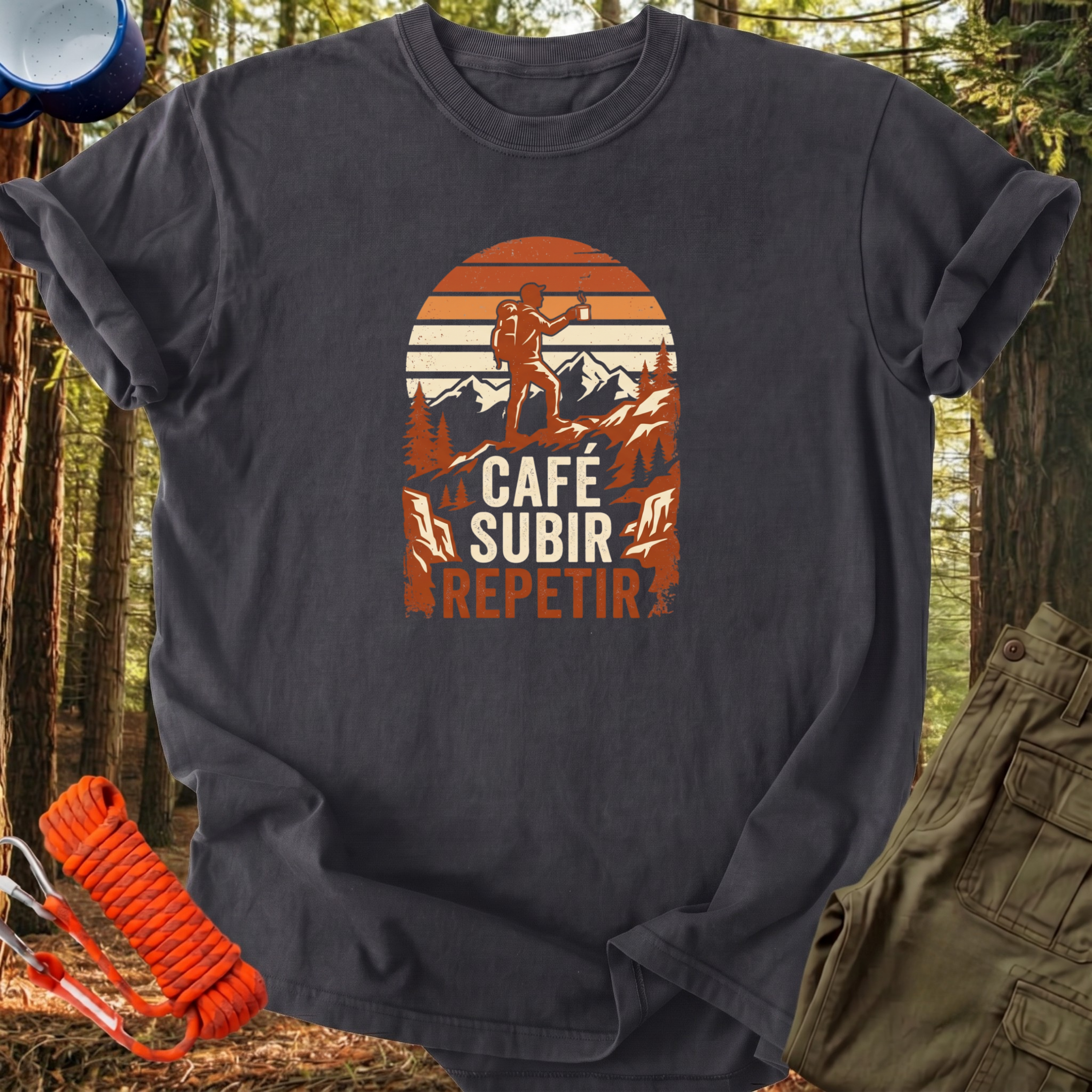 Camiseta Cafe, Subir, Repetir
