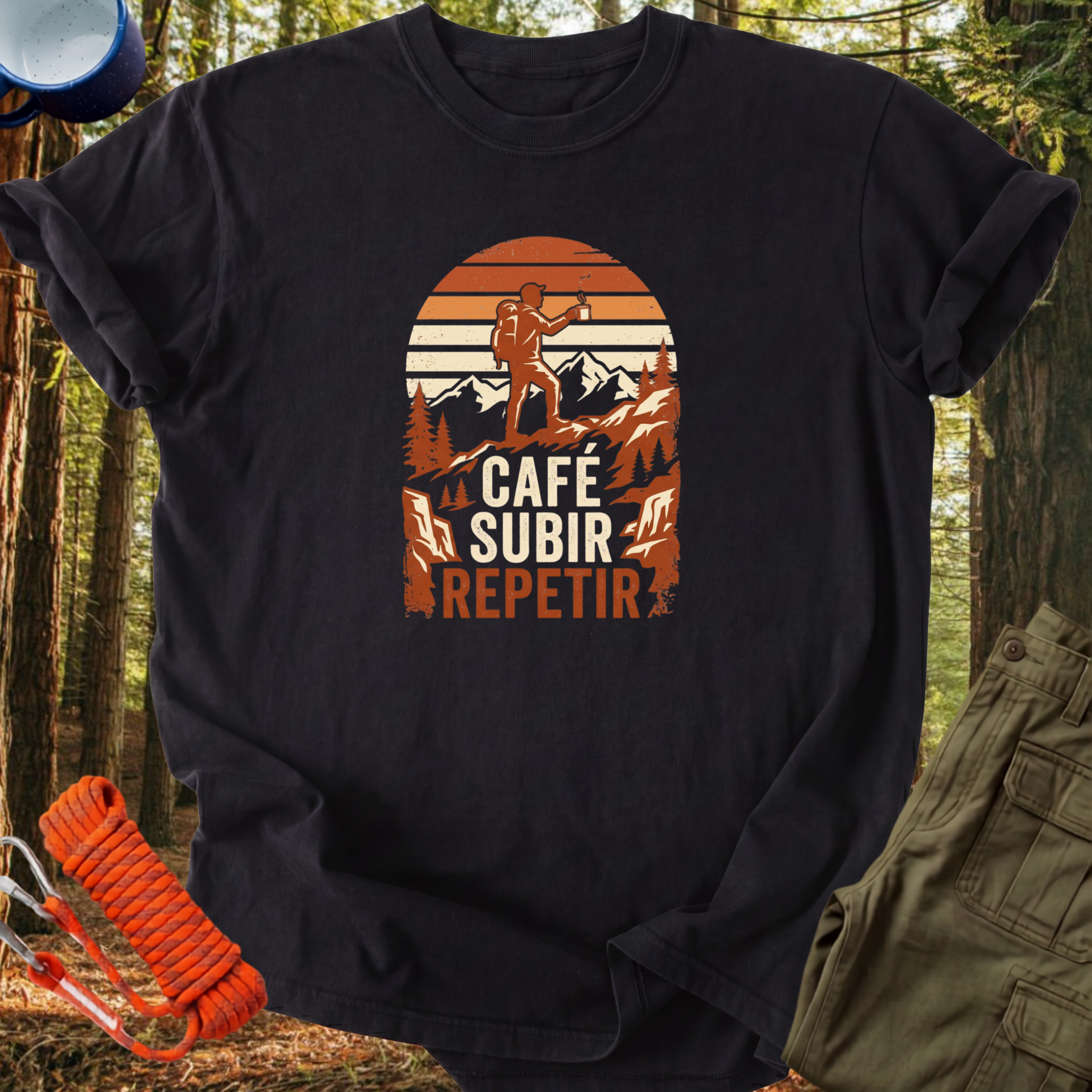 Camiseta Cafe, Subir, Repetir