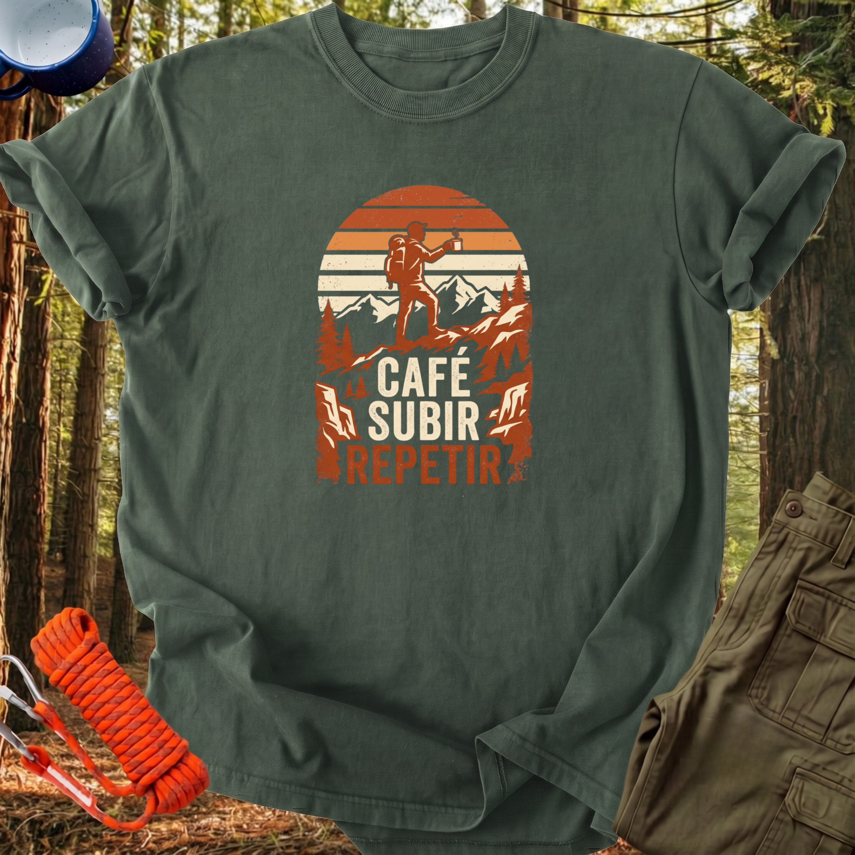 Camiseta Cafe, Subir, Repetir