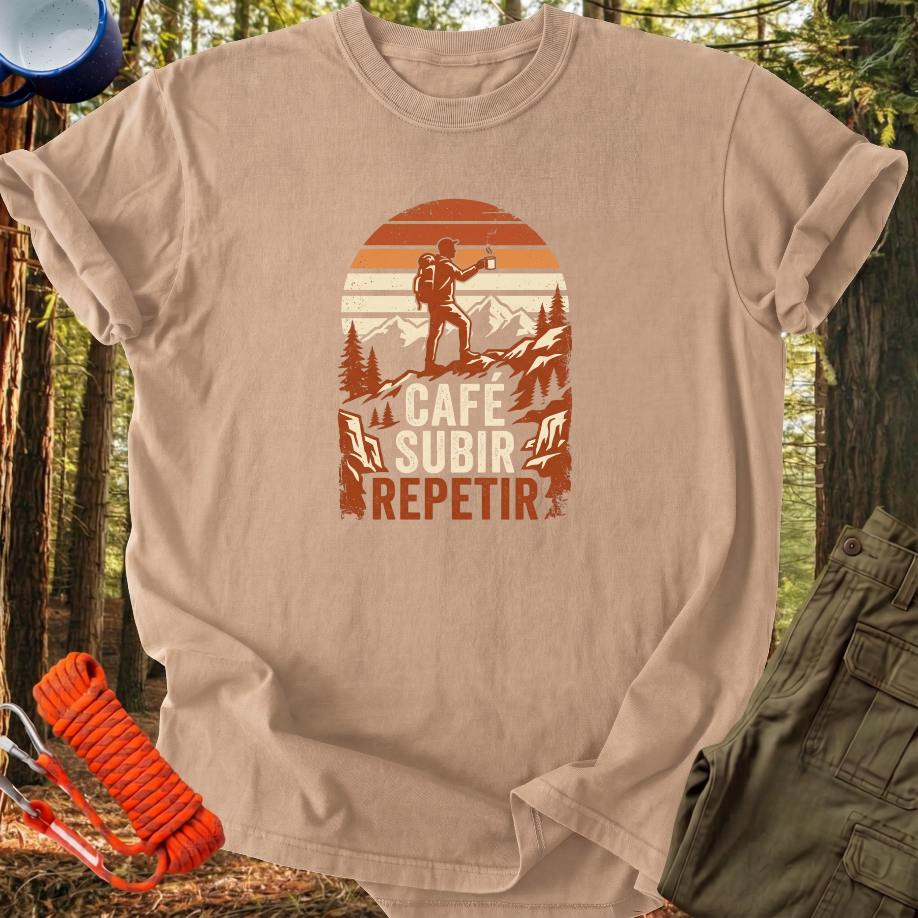 Camiseta Cafe, Subir, Repetir